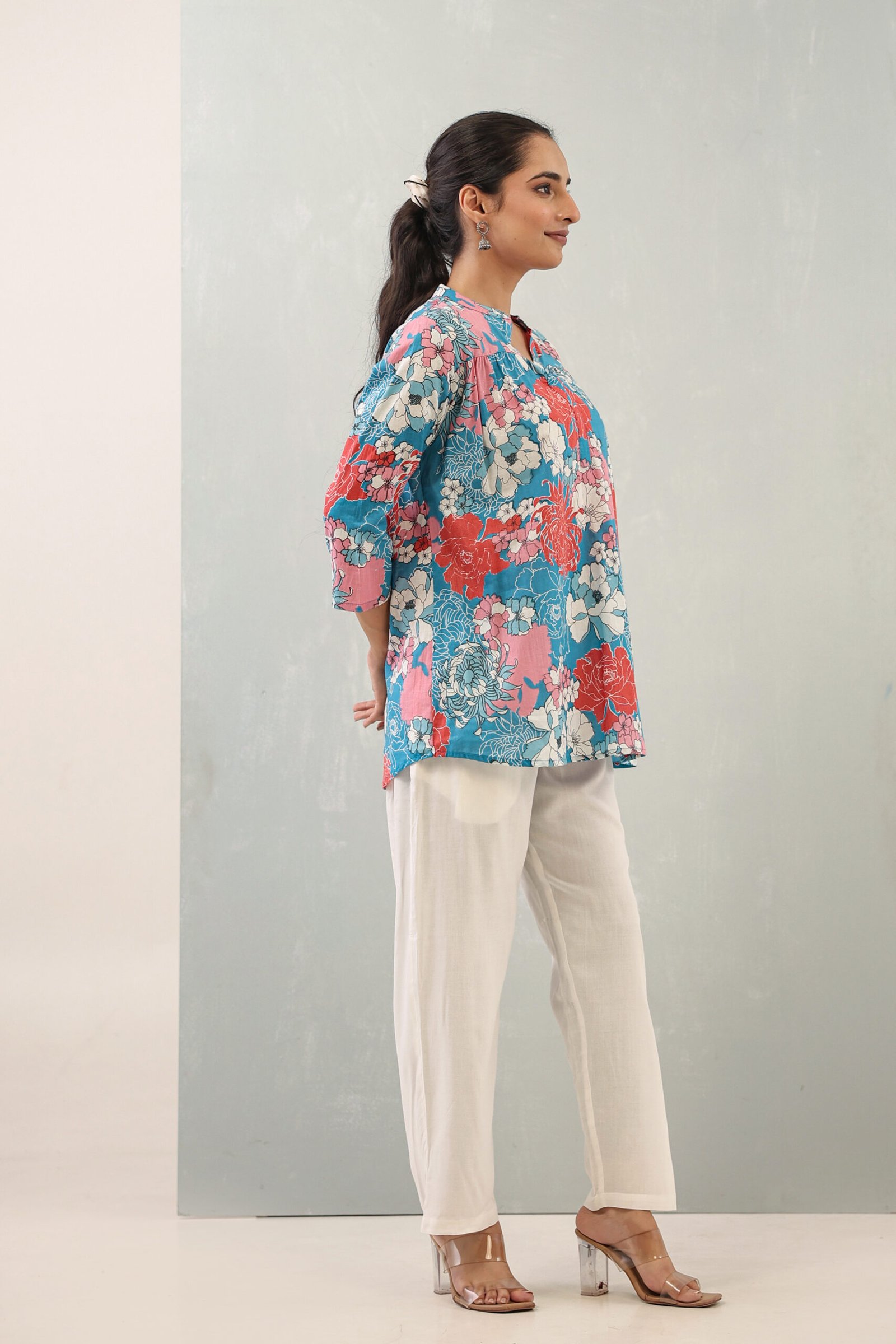 floral printed short kurti for women | stylish tunic top for casual wear floral printed short kurti for women | stylish tunic top for casual wear