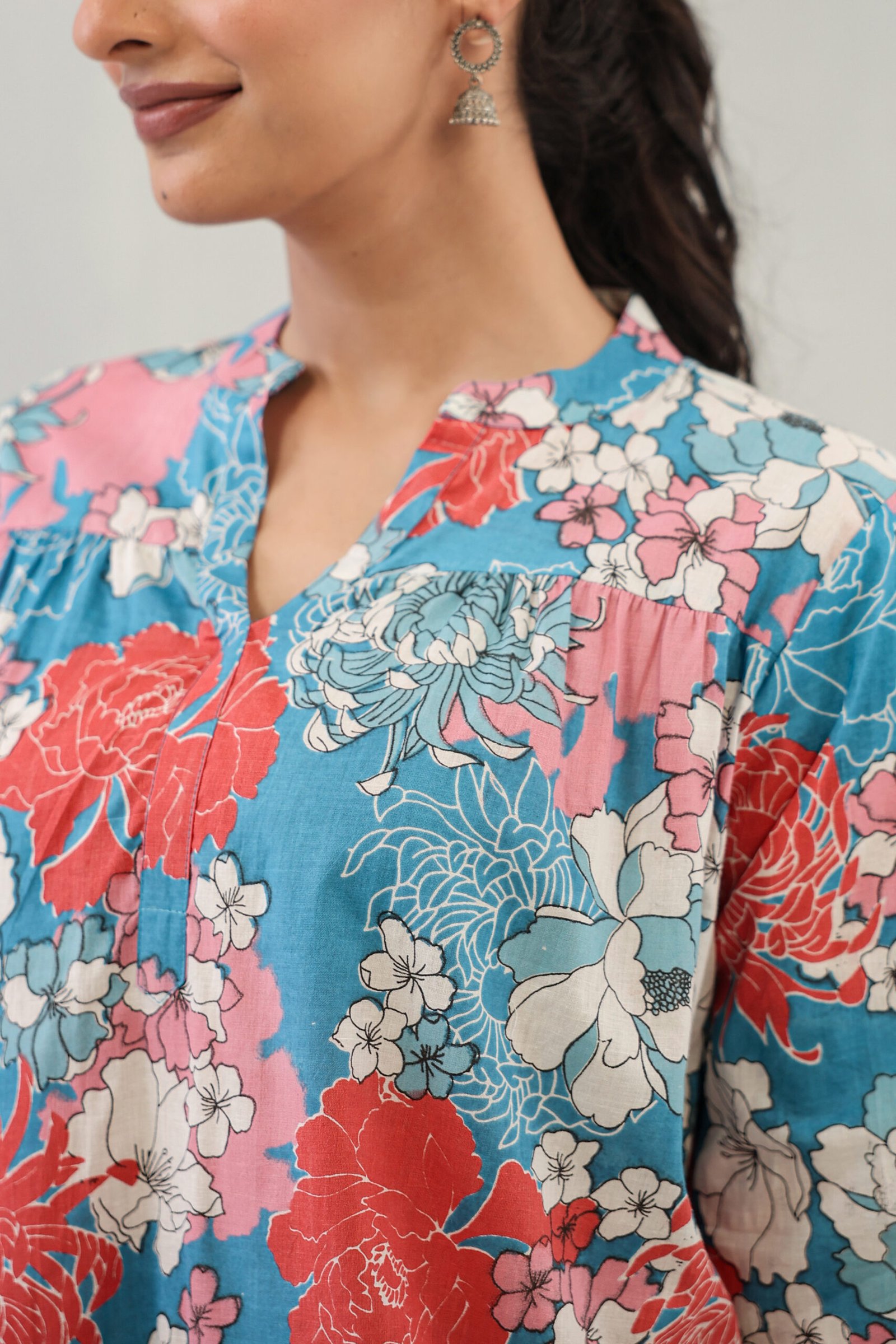 floral printed short kurti for women | stylish tunic top for casual wear floral printed short kurti for women | stylish tunic top for casual wear